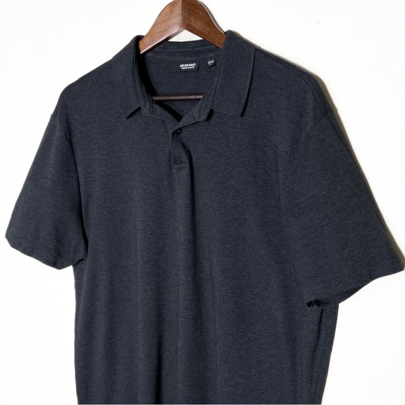 Murano Mens Charcoal Gray Short Sleeve Pullover Knit Polo Shirt - Picture 2 of 6